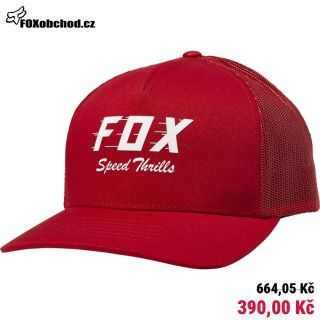 Dámská kšiltovka **Fox Speed Thrills Trucker Hat Chilli OS** – klasická truckerka s prodyšným zadním panelem, zakulaceným...
